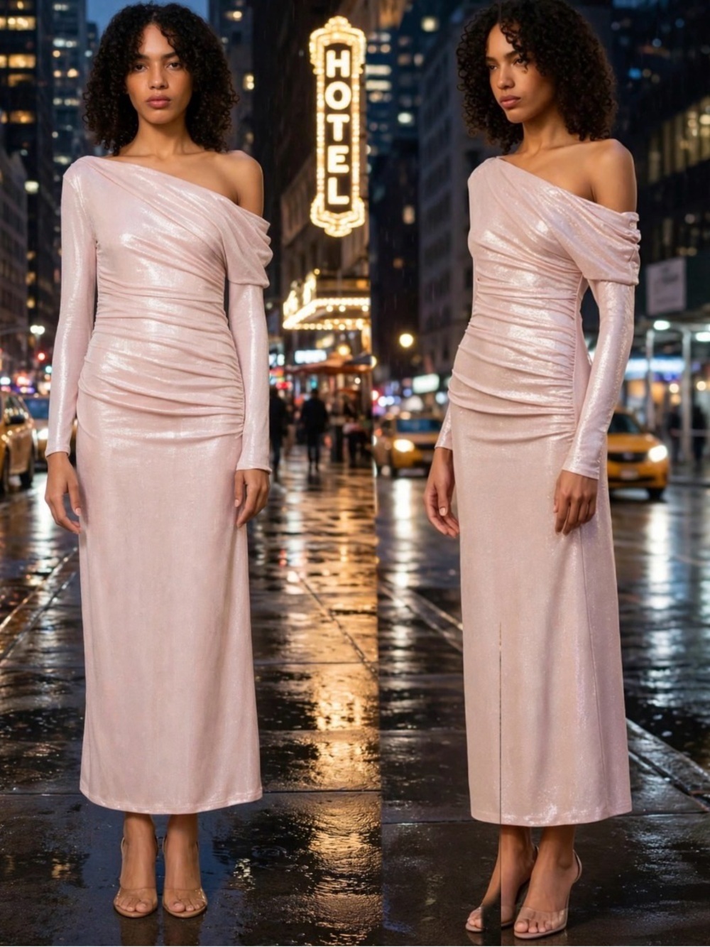 SIGNIFICANT OTHER Liliana Maxi Dress in Slipper Pink Elegant One-Shoulder Sz 10
